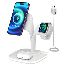 YESKAMO Universal Chargeur sans Fil, 3-en-1 Charge Rapide pour iPhone, Apple Watch, AirPods Pro, Samsung