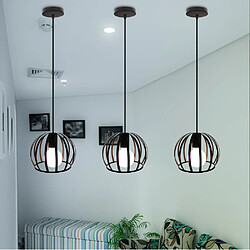 Stoex Suspension Luminaire Vintage Lustre Moderne Plafonnier Rond en Métal Fer Pour Cuisine Ferme Couloir Intérieur Noir