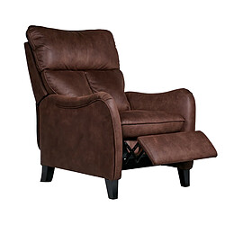 Pegane Fauteuil relax manuel en microfibre couleur chocolat - Longueur 76 x Profondeur 90 x Hauteur 108 cm