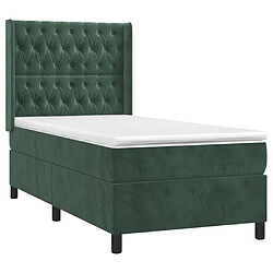 Avis Maison Chic Lit adulte- Lit + matelas,Sommier à lattes de lit avec matelas Vert foncé 90x190 cm -GKD55587