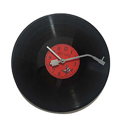 horloge murale vintage quartz ronde cd vinyle noir record horloge décor rouge