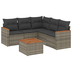 Maison Chic Salon de jardin 6 pcs avec coussins | Ensemble de Table et chaises | Mobilier d'Extérieur gris résine tressée -GKD96495