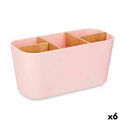 Berilo Support pour brosses à dents Rose Bambou polypropylène 21 x 10 x 9 cm (6 Unités)