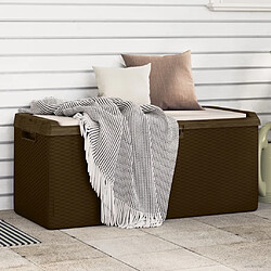 vidaXL Boîte de rangement jardin coussin de siège marron 350 L PP