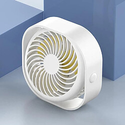 Ventilateur De Bureau 3 Vitesses Rechargeable Vent Fort 360 Degrés Rotatif Voyage Blanc