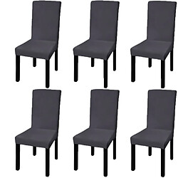 vidaXL Housse de chaise droite extensible 6 pcs anthracite