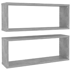 Maison Chic Lot de 2 Étagères cube murales,Etagère de rangement flottantes Gris béton 60x15x23 cm Aggloméré -MN19686