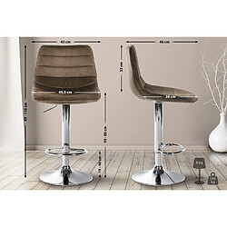 Non Lot de 2 tabourets de bar Lex velours chrome