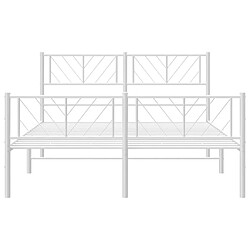 Maison Chic Lit adulte - Lit simple Cadre de lit métal avec tête de lit/pied de lit,Structure du lit Contemporain pour chambre blanc 140x190cm -MN70215 pas cher