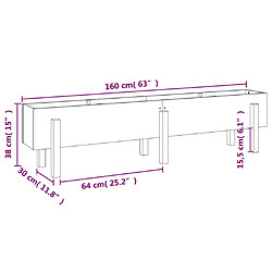 vidaXL Lit surélevé de jardin gris 160x30x38 cm bois de pin massif pas cher