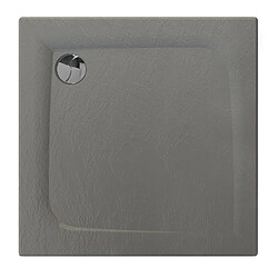 Allibert Receveur de douche carré effet pierre Mooneo - L. 80 x l. 80 cm - Gris anthracite