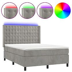 vidaXL Sommier à lattes de lit matelas et LED Gris clair 140x190 cm