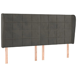 Maison Chic Tête de lit scandinave avec oreilles,meuble de chambre Gris foncé 203x23x118/128 cm Velours -MN88220