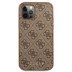 Avis Guess Maroquinerie Guess 4G Metal Gold Logo - Coque pour iPhone 12 / iPhone 12 Pro (marron)