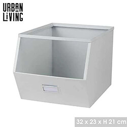 Urban Living Casier de rangement en métal avec étiquette - Blanc