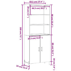 vidaXL Buffet haut Blanc 69,5x34x180 cm Bois d'ingénierie pas cher