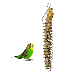 Avis 2 PCS Mangeoire à Oiseaux Portable en Spirale Auges Nourriture pour Animaux Fruits Support +Sac Transport Oiseaux