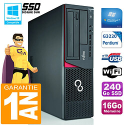 PC Fujitsu Esprimo E720 E85+ SFF G3220 RAM 16Go Disque 240 Go SSD Wifi W7 - Occasion