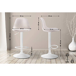 Non Tabouret de bar Kiel tissu blanc