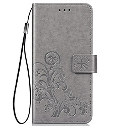 Wewoo Housse Coque Étui en cuir à Motif fleurs repiquées Lucky Clover pour Xiaomi Redmi Goavec support et logements cartesportefeuille et dragonne Gris