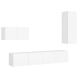 Maison Chic Ensemble de meubles TV 4 pcs | Banc TV Moderne pour salon | Meuble de Rangement - Blanc Aggloméré -MN20307