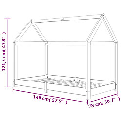 vidaXL Cadre de lit d'enfant Gris Bois de pin massif 70x140 cm pas cher