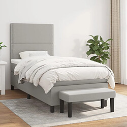 Maison Chic Structures de lit + matelas,Lit à sommier tapissier avec matelas Gris clair 80x200 cm Tissu -MN55329