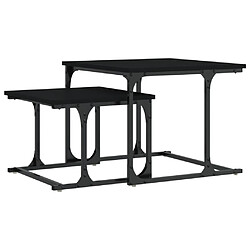 Maison Chic Lot de 2 Table basse gigogne,Table Console pour salon noir bois d'ingénierie -MN70217