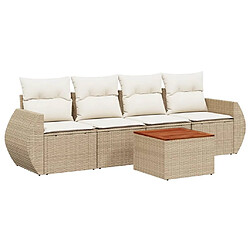 Maison Chic Salon de jardin avec coussins 5 pcs, Ensemble Tables et chaises de jardin,, Ensemble Tables et chaises de jardin, beige résine tressée -GKD111635