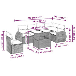 Acheter vidaXL Salon de jardin avec coussins 7 pcs gris clair résine tressée