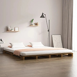 vidaXL Lit de palette sans matelas marron miel bois massif