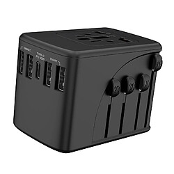 Adaptateur De Voyage Chargeur Mural Adaptateur Secteur 2.4A 4 USB 45W Type-C Pour US EU UK AU Noir pas cher