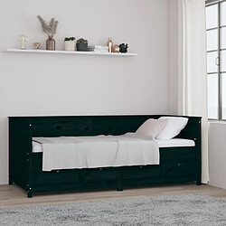 vidaXL Lit de jour sans matelas noir 90x200 cm bois de pin massif