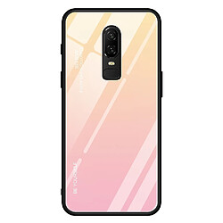 Wewoo Coque Pour OnePlus 6 Gradient Color Glass Case Jaune