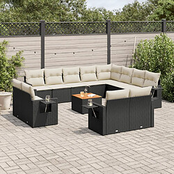 Maison Chic Salon de jardin avec coussins 13 pcs, Ensemble Tables et chaises de jardin, noir résine tressée -GKD429484