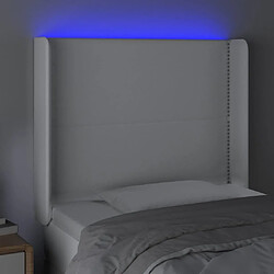 Acheter Maison Chic Tête de lit scandinave à LED,meuble de chambre Blanc 83x16x118/128 cm Similicuir -MN37564