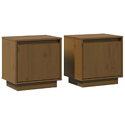 vidaXL Tables de chevet 2pcs Marron miel 40x30x40cm Bois de pin solide