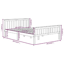 vidaXL Cadre de lit sans matelas bois massif de pin gris 140x200 cm pas cher