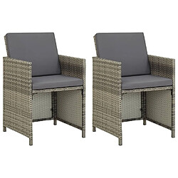 Maison Chic Lot de 2 Chaises de jardin,Fauteuil d'extérieur avec coussins Résine tressée Gris -MN33742