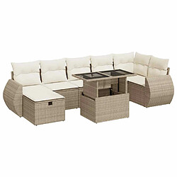 vidaXL Salon de jardin avec coussins 8 pcs beige résine tressée