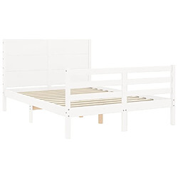 Maison Chic Cadre/structure de lit avec tête de lit pour adulte - Lit Moderne Chambre blanc double bois massif -MN24606 pas cher