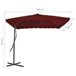 vidaXL Parasol de jardin et mât en acier rouge bordeaux 250x250x230 cm pas cher