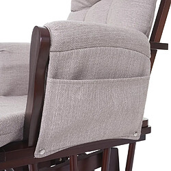 Mendler Fauteuil à bascule HWC-C76, avec repose-pied, tissu ~ crème-gris pas cher