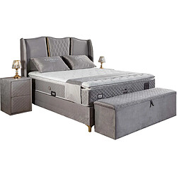 Acheter Vivenla Banc bout de lit coffre avec rangement coloris gris design en velours L. 150 x P. 41 x H. 45 cm collection RIXOS