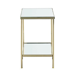 Pegane Table d'appoint carrée en métal coloris doré et verre -longueur 29 x profondeur 29 x hauteur 46 cm