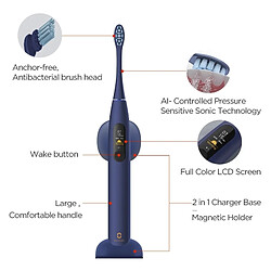 Universal Brosse à dents électrique acoustique Adulte IPX7 2 en 1 Porte-chargeur Couleur Écran tactile Brosse à dents Charge rapide |