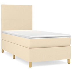 Maison Chic Lit adulte- Lit + matelas,Sommier à lattes de lit et matelas Crème 90x190 cm Tissu -GKD68768