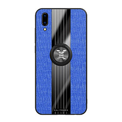 Wewoo Coque Souple Pour Vivo Y93 XINLI Stitching Tissu Étui de protection TPU Antichoc avec Anneau Titulaire Bleu