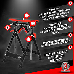 Treteau telescopique a rouleaux max 200kg - Brick