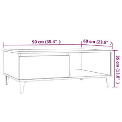 vidaXL Table basse chêne sonoma 90x60x35 cm bois d'ingénierie pas cher